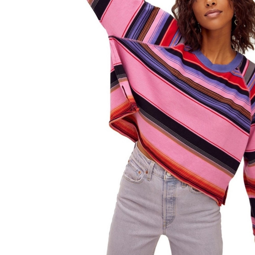 Free people Baja Striped Long Sleeve Shirt